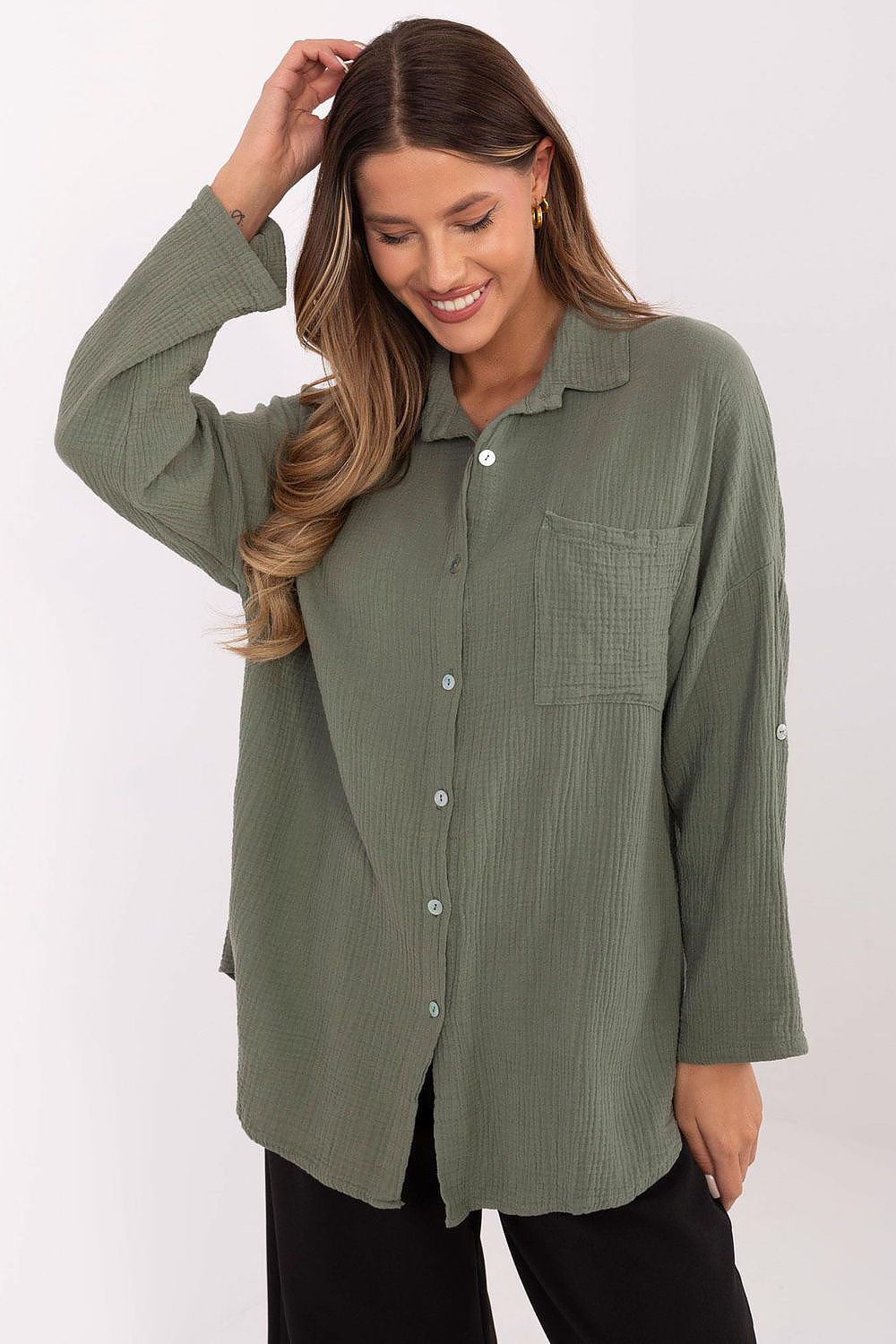 Chemise manche longue model 210009 Italy Moda